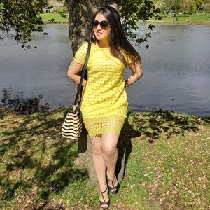 JAX Yellow Lace Dress, Size 4